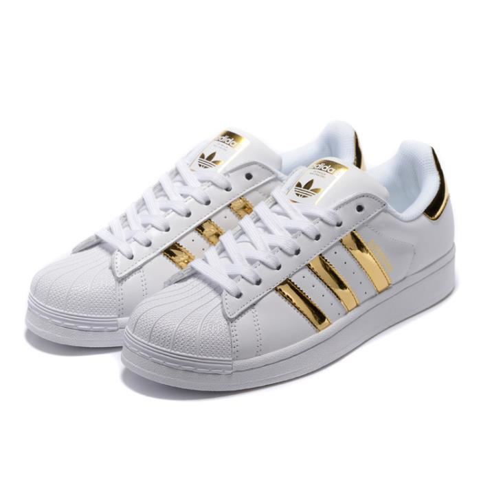 basket adidas blanche et or